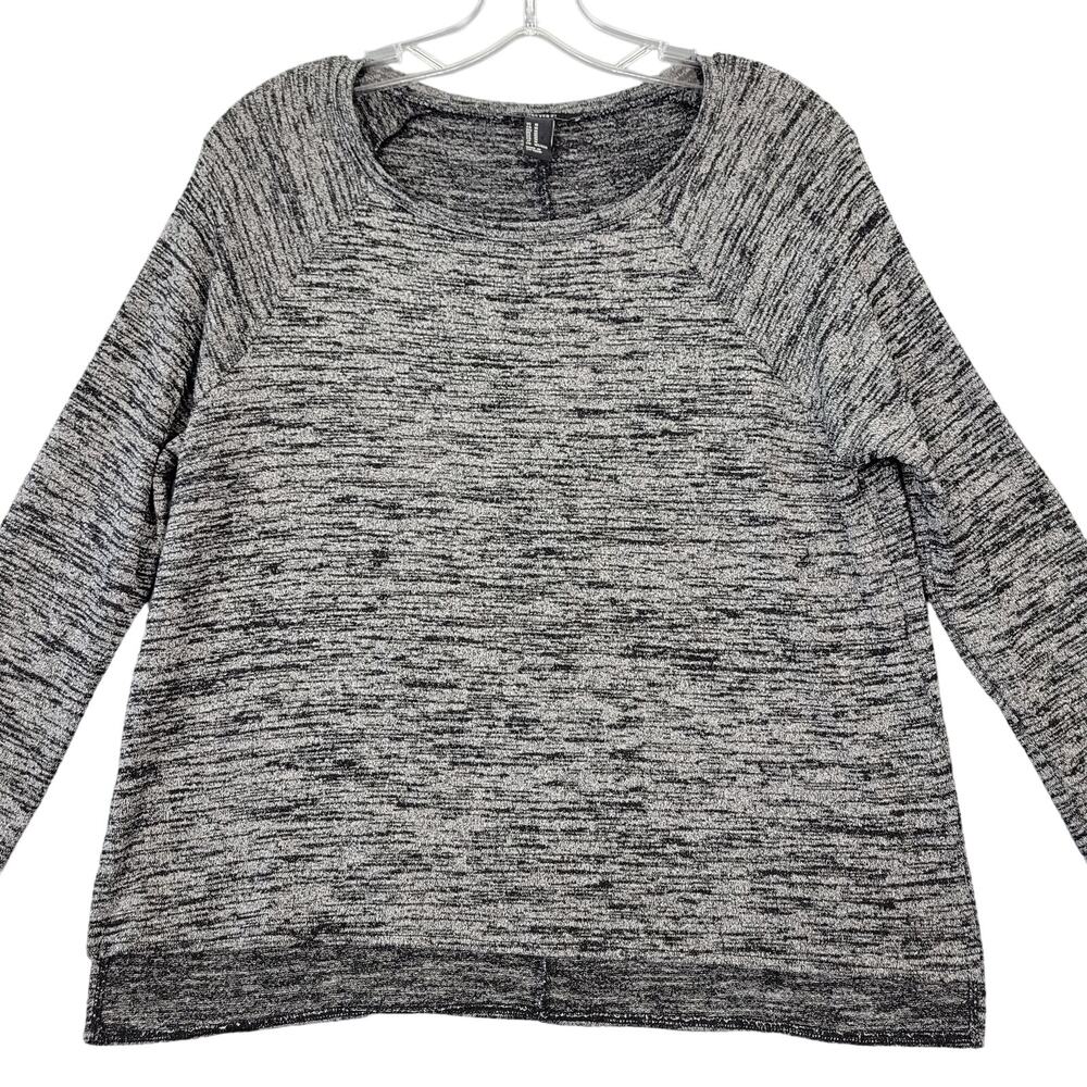 Forever21 Gray Dark Heather Knit Shirt Long Sleeves Scoop Neck Top Womens Size M
